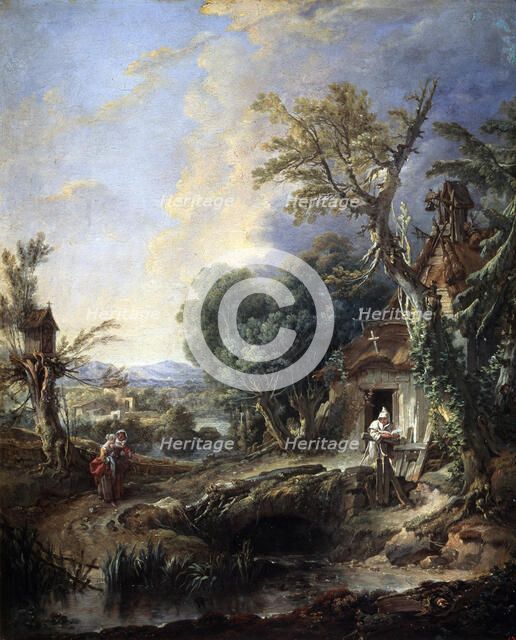 'Landscape with a Hermit', 1742.  Artist: François Boucher