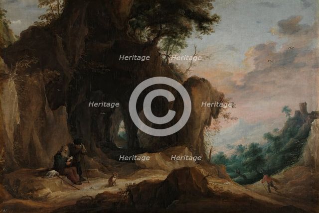 Landscape with a hermit, c1650. Creator: David Teniers II.