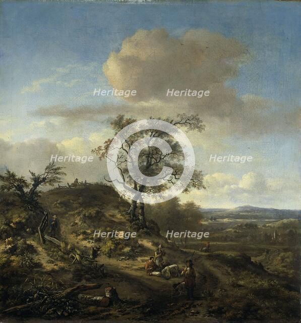 Landscape with a Hunter and other Figures, c.1660-c.1670. Creator: Jan Wijnants.