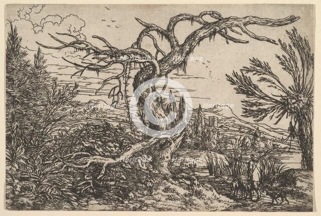 Landscape with a Hunter and his Dogs. Creator: Jonas Umbach.