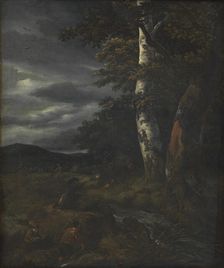 Landscape with a Hunting Scene, 1643-1682. Creators: Jacob van Ruisdael, Johannes Lingelbach