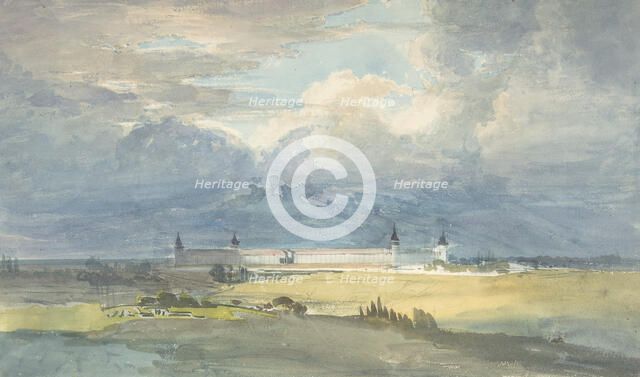 Landscape with a Large Building, 1818-83. Creator: Franz von Hauslab.