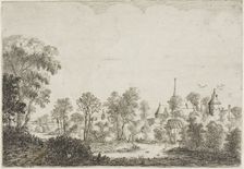 Landscape with a Man in a Boat, c.1645. Creator: Jan Brosterhuisen