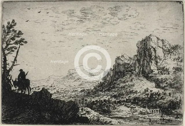 Landscape with a Man on a Mule, 1640-46. Creator: Herman Saftleven the Younger.