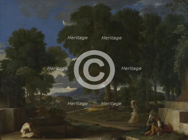 Landscape with a Man washing his Feet at a Fountain, 1648. Artist: Poussin, Nicolas (1594-1665)