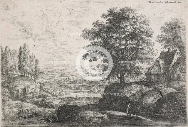 Landscape with a man with a walking stick,  Mid 17th century. Creator: Lucas van Uden.