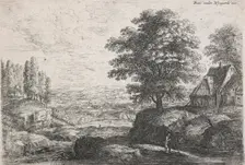 Landscape with a man with a walking stick, Mid 17th century. Creator: Lucas van Uden
