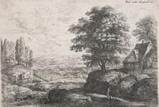 Landscape with a man with a walking stick, Mid 17th century. Creator: Lucas van Uden