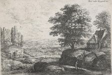 Landscape with a man with a walking stick, Mid 17th century. Creator: Lucas van Uden