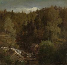 Landscape with a Mill, 1858. Creator: Hans Gude