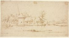 Landscape with a Moated Village, 1559-1561. Creator: Master of the Small Landscapes (Flemish)