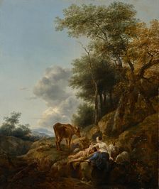 Landscape with a Nymph and a Satyr, 1647 ?. Creator: Nicolaes Berchem
