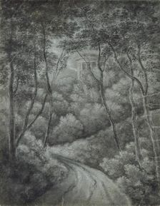 Landscape with a Path through a Forest and a classical Temple, late 18th century.. Artist: John Baptist Malchair