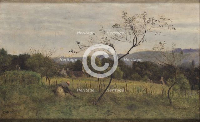 Landscape with a Peasant Woman, 1861. Creator: Corot, Jean-Baptiste Camille (1796-1875).