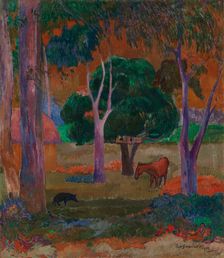 Landscape with a Pig and a Horse (Hiva Oa), 1903. Creator: Paul Gauguin