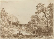 Landscape with a Pyramid and Classical Ruins. Creator: Franz Kobell