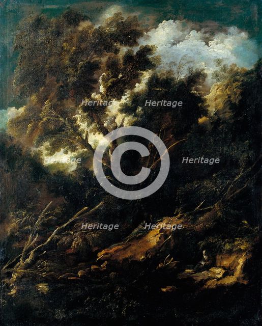 Landscape with a Reading and a Praying Franciscan, 1695-1697. Creator: Antonio Francesco Peruzzini.
