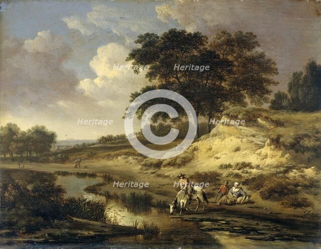 Landscape with a Rider Watering his Horse, 1655-1684. Creator: Jan Wijnants.