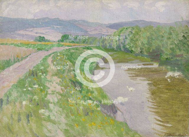 Landscape with a river, 1890-1910. Creator: Ferdinand Katona.