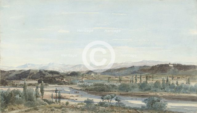 Landscape with a river valley in the South of France, 1861. Creator: Henri-Joseph Harpignies.