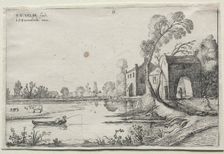 Landscape with a River and a Gatehouse, 1614. Creator: van de Velde Esaias (Dutch, 1587-1630)