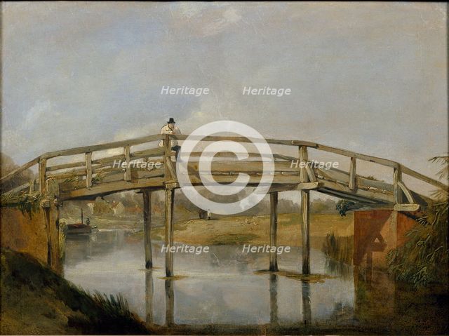 Landscape with a River and Bridge, c1830. Artist: Unknown.
