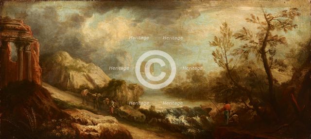 Landscape with a River and Temple Ruins,1st half of 18th century. Creator: Unknown.