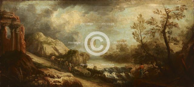 Landscape with a River and Temple Ruins,1st half of 18th century. Creator: Unknown.