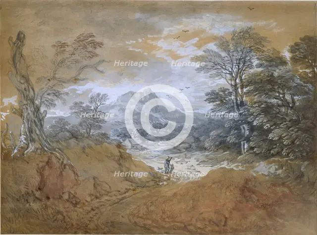 Landscape with a Road at the Edge of a Wood, 1760-1765. Artist: Thomas Gainsborough.
