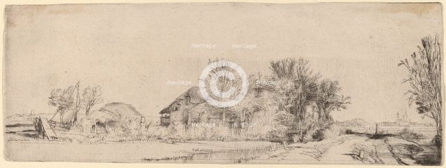 Landscape with a Road beside a Canal, c. 1652. Creator: Rembrandt Harmensz van Rijn.