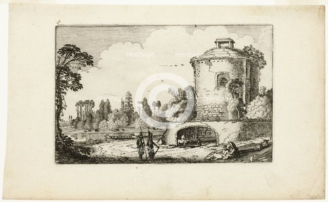 Landscape with a Round Tower, 1616. Creator: Jan van de Velde II.