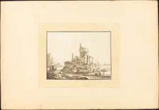 Landscape with a Round Tower, published 1782. Creator: Maria Catharina Prestel