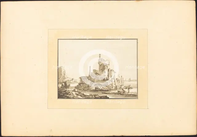 Landscape with a Round Tower, published 1782. Creator: Maria Catharina Prestel.