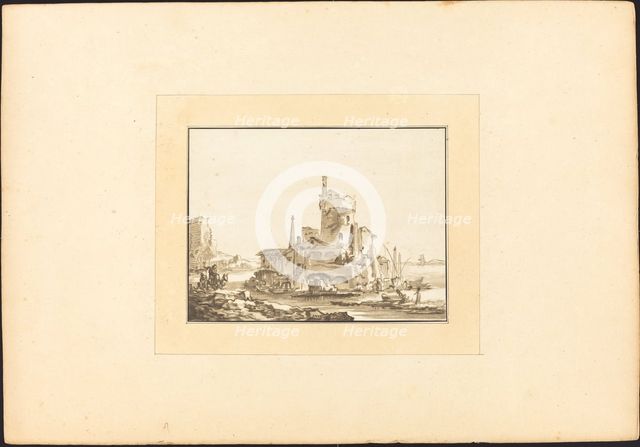 Landscape with a Round Tower, published 1782. Creator: Maria Catharina Prestel.