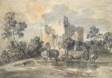 Landscape with a ruined Castle, and Cattle by a Pool, c1770s. Artist: Thomas Gainsborough