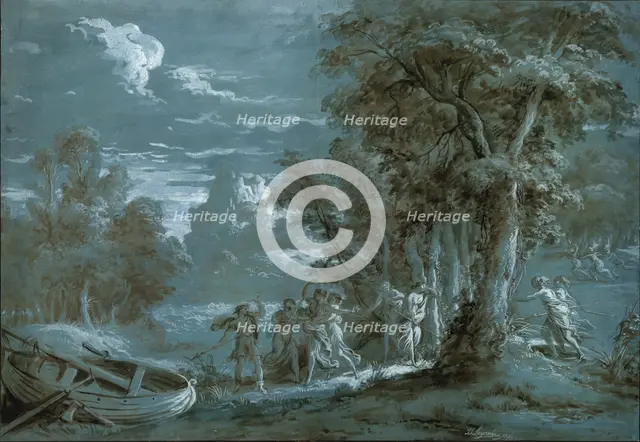 Landscape with a Scene from Fénelon's Télémaque, 1780. Creator: Jean Jacques Lagrenee.