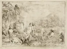 Landscape with a Satyr Family and Classical Sculpture, 1775/1776. Creator: Giovanni David