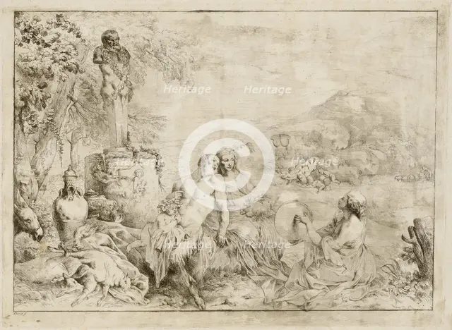 Landscape with a Satyr Family and Classical Sculpture, 1775/1776. Creator: Giovanni David.