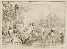 Landscape with a Satyr Family and Classical Sculpture, 1775/1776. Creator: Giovanni David