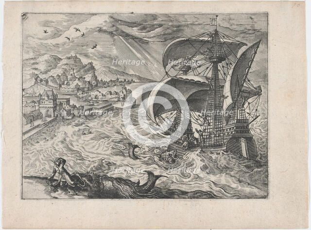 Landscape with a Ship and Jonah and the Whale, ca. 1570., ca. 1570. Creators: Anon, Lucas Gassel.