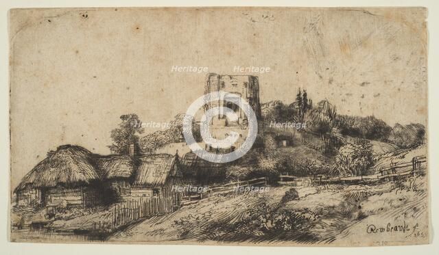 Landscape with a Square Tower, 1650. Creator: Rembrandt Harmensz van Rijn.
