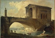 Landscape with a Stone Bridge, 1780. Creator: Hubert Robert