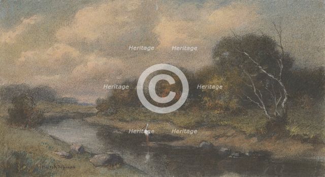 Landscape with a stork, around 1910. Creator: Felicián Moczik.