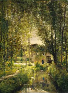 Landscape with a Sunlit Stream, ca. 1877. Creator: Charles Francois Daubigny