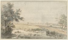 Landscape with an angler by the water, 1776-1822. Creator: Jan Hulswit