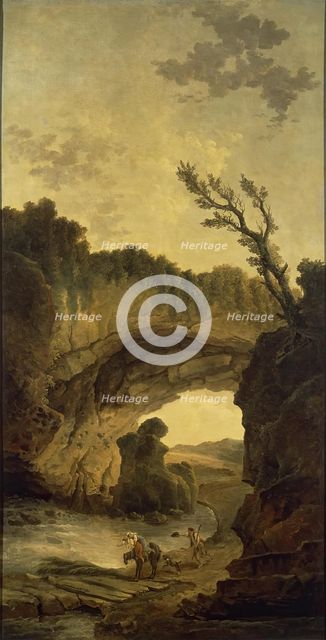 Landscape with an Arch in a Rock, 1780. Creator: Hubert Robert.