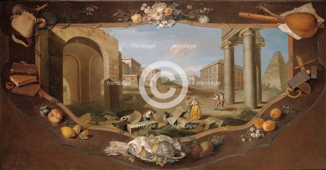Landscape with an Architectural View, c1779. Creator: Charles Joseph Flipart.