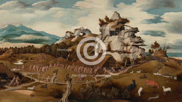 Landscape with an Episode from the Conquest of America, c.1535. Creator: Jan Mostaert.