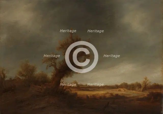 Landscape with an old oak, c.1639-c.1641. Creator: Adriaen van Ostade.