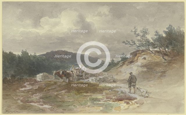 Landscape with an ox-drawn cart, 1882. Creator: Anton Burger.